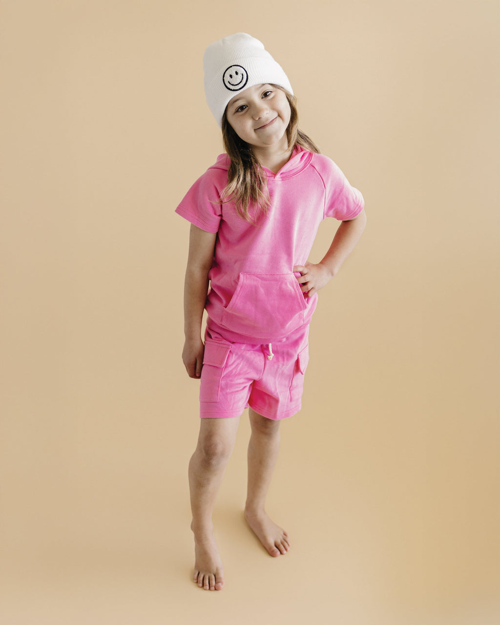 Terry Cargo Shorts Set | Pink