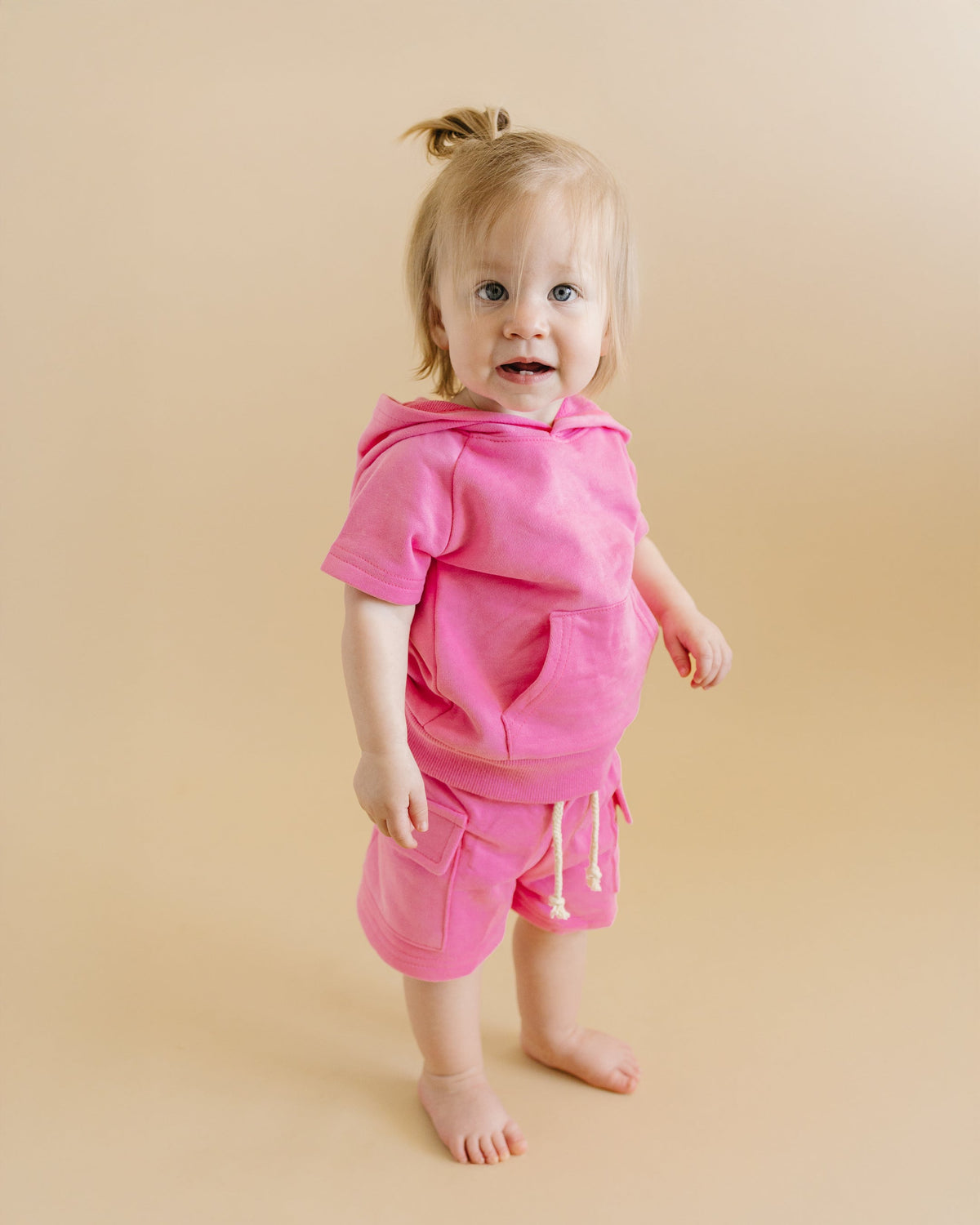 Terry Cargo Shorts Set | Pink